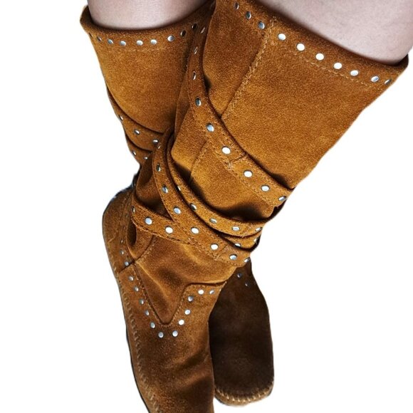 Authentic Minnetonka Genuine Leather Boots w/ Reversible Straps - Used Like New - Picture 3 of 11